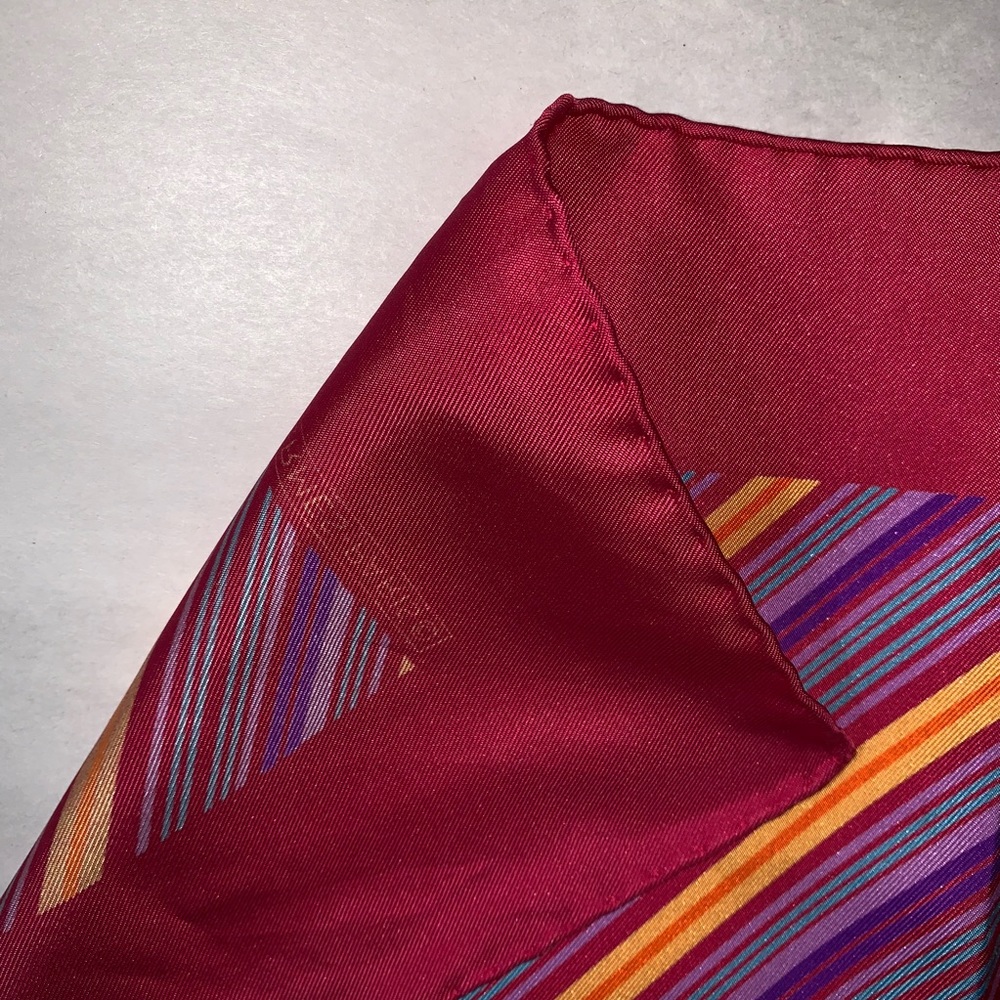 authentic HERMÈS 100% silk pink STRIPED gavroche - Picture 4 of 5